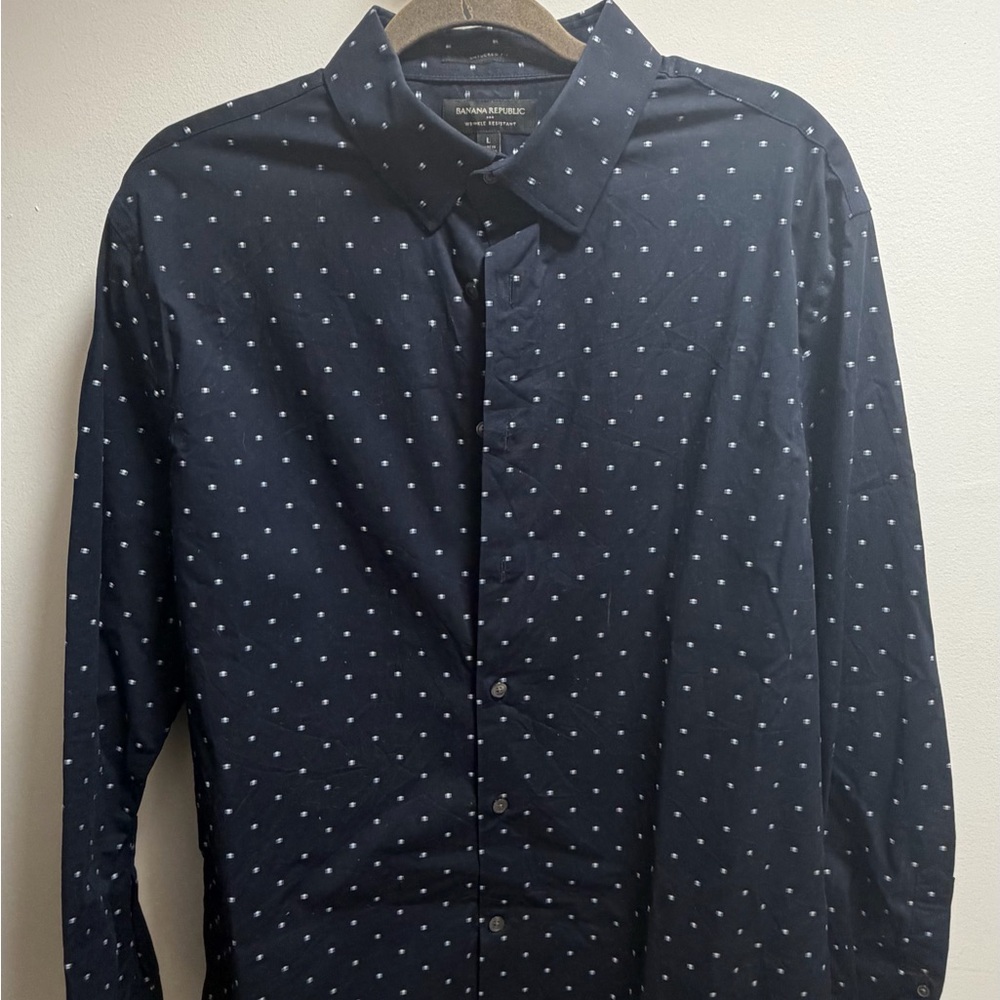 Banana Republic Men's Dark Blue Dot Shirt